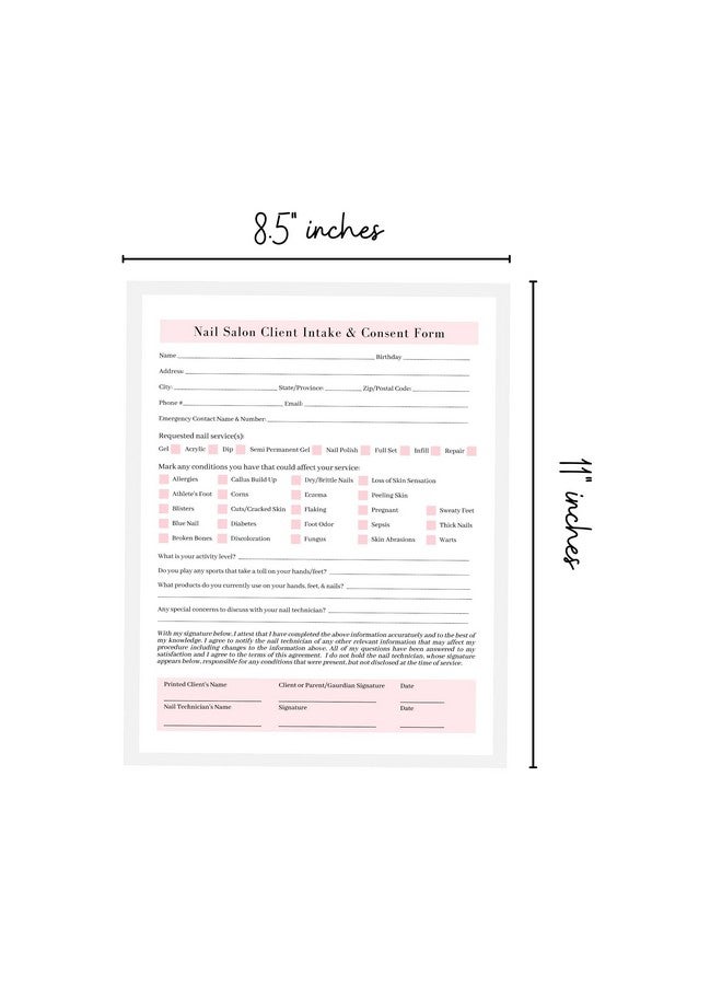 Lashicorn Nail Salon Intake Form Nail Condition Form Aftercare Form | 50 Pack | 8.5X11" Inch Paper Size Form | Nail Salon Supplies | 25 Intake/Nail Condition Forms & 25 Client Service Record Forms - Image 3