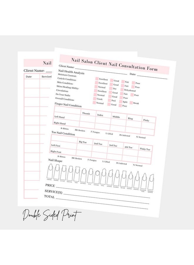 Lashicorn Nail Salon Intake Form Nail Condition Form Aftercare Form | 50 Pack | 8.5X11" Inch Paper Size Form | Nail Salon Supplies | 25 Intake/Nail Condition Forms & 25 Client Service Record Forms - Image 5