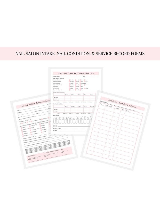 Lashicorn Nail Salon Intake Form Nail Condition Form Aftercare Form | 50 Pack | 8.5X11" Inch Paper Size Form | Nail Salon Supplies | 25 Intake/Nail Condition Forms & 25 Client Service Record Forms - Image 2