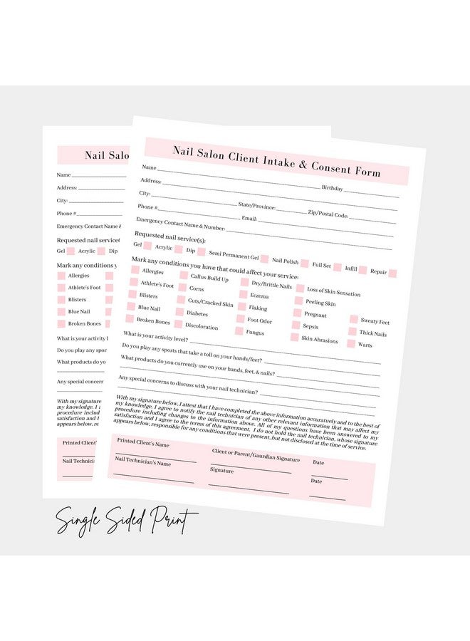 Lashicorn Nail Salon Intake Form Nail Condition Form Aftercare Form | 50 Pack | 8.5X11" Inch Paper Size Form | Nail Salon Supplies | 25 Intake/Nail Condition Forms & 25 Client Service Record Forms - Image 4
