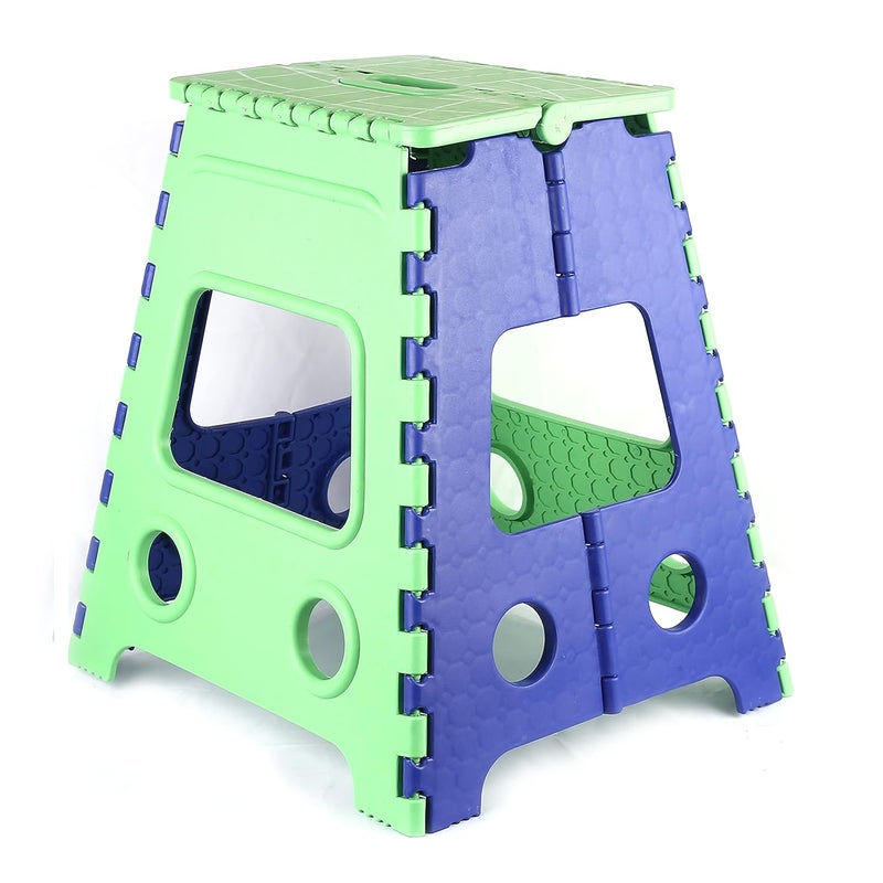 GOCART WITH G LOGO GOCART WITH G LOGO Folding Step Stool 18 Inch The Lightweight Step Stool is Sturdy Enough to Support Adults and Safe Enough for Kids Opens Easy with One Flip Great for Kitchen Bathroom Bedroom Kids or Adults Blue - Image 1