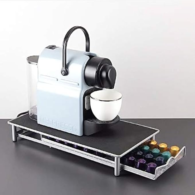 SKEIDO Coffee Pod Holder And Coffee Machine Stand Anti Vibration Non Slip Surface Mesh Drawer Rack For 40Pcs Nespresso Espresso Capsules - Image 3