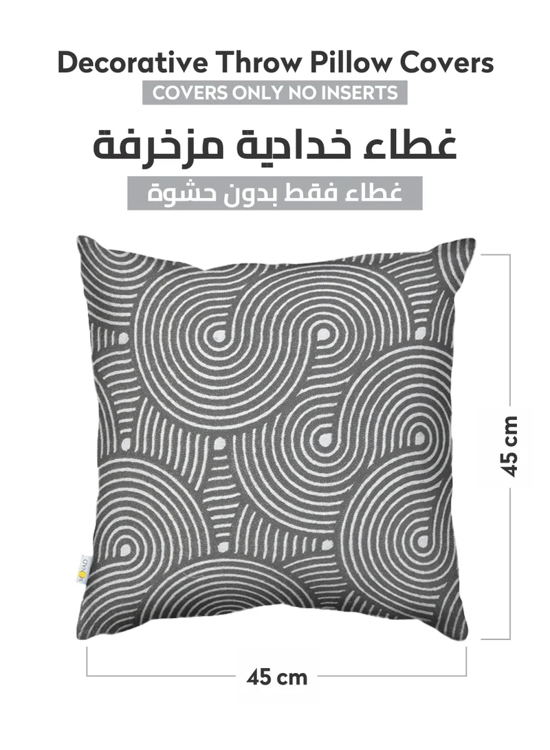 Donetella 2 Piece Embroidered Cushion Cover (45X45 cm) without filler Black