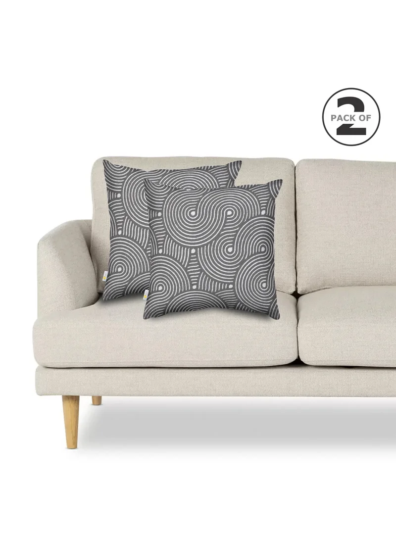 Donetella 2 Piece Embroidered Cushion Cover (45X45 cm) without filler Black