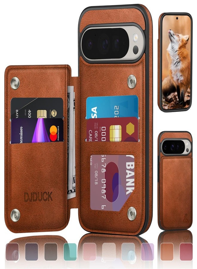 DJDUCK Designed for Google Pixel 9 Pro XL 5G Case Wallet with Card Holder, [Magnetic Clasp Cover] [RFID Blocking Leather Protection] Shockproof Women Men Cases for Pixel 9 Pro XL Light Brown - Image 1