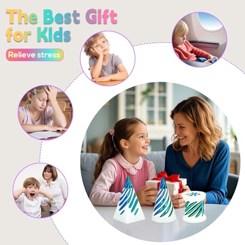 Olee Odee 3 Packs Spiral Fidget Impossible Cone3D Printed Optical Illusion Desk Toys Stress Relief Sculpture Unique Office Gifts Teens Adults Kids Stocking Stuffers Christmas White ElephantWhiteGreen - Image 5