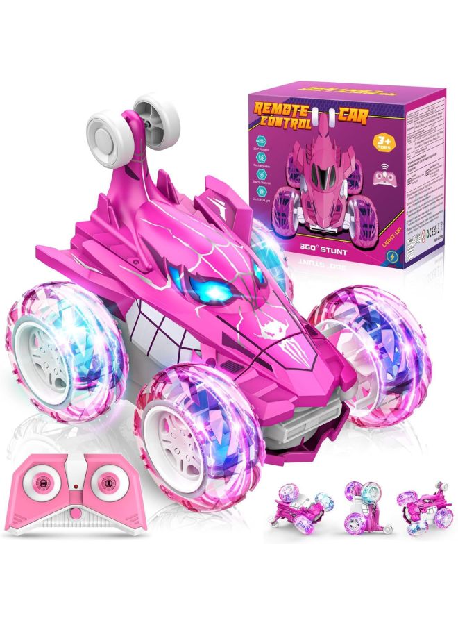 2.4G Batman Remote Control Dump Truck Venom 360 Degree Stunt Rollover Children's Toy F1 Off-road Vehicle-Color:2.4g Lighted Spiderman Remote Control Dump Truck Pink  - Image 1