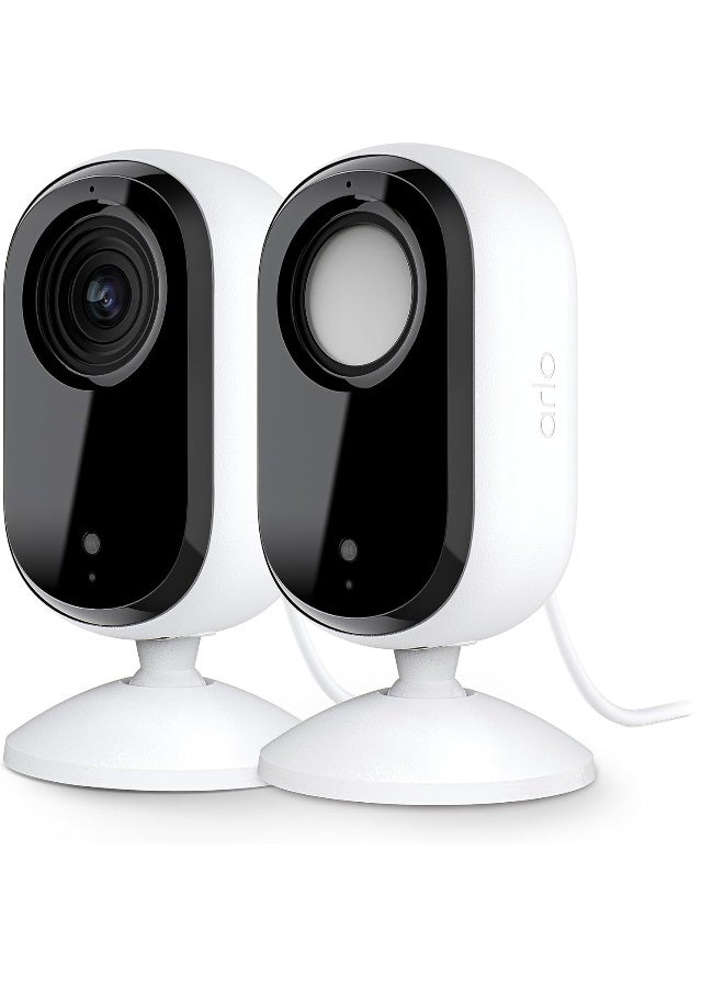 ARLO كاميرا أمان داخلية أساسية من أarlo بدقة 2K (الجيل الثاني) - عبوة من 2 - أمان المنزل، مراقبة الأطفال، بيضاء - Image 1