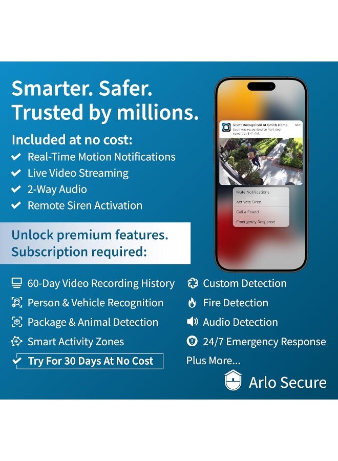 ARLO كاميرا أمان داخلية أساسية من أarlo بدقة 2K (الجيل الثاني) - عبوة من 2 - أمان المنزل، مراقبة الأطفال، بيضاء - Image 5
