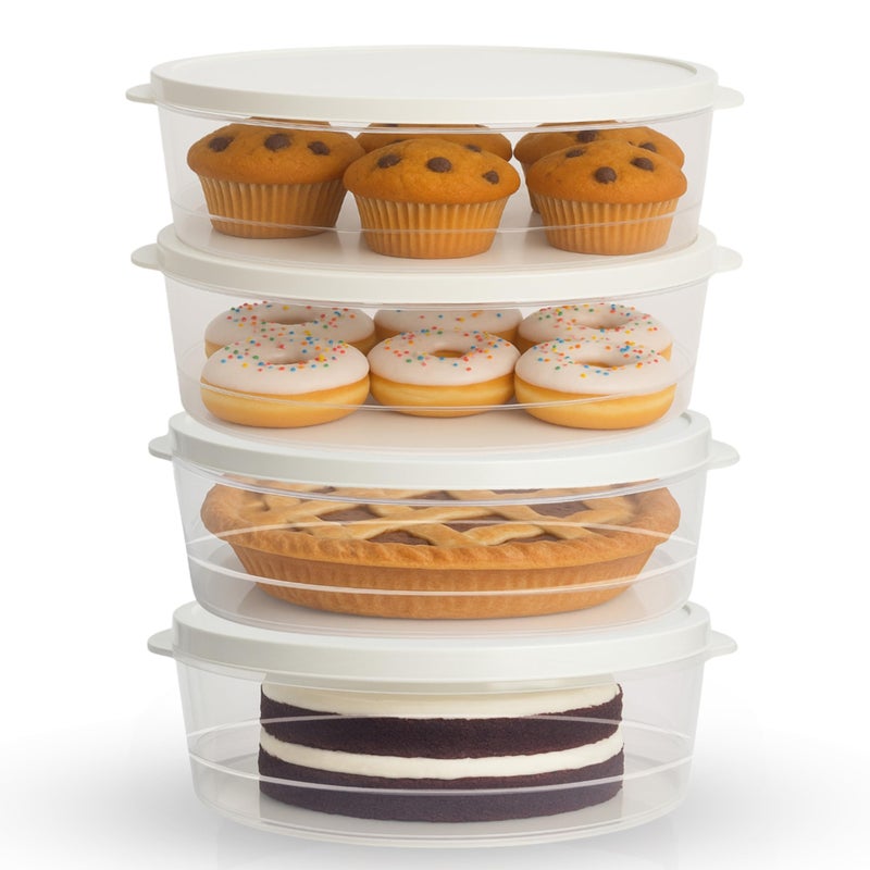 Evelots 4-Pack 10-Inch Airtight Food Storage Container with Lid - Portable Carrier for Pies, Cakes, Cupcakes & More - BPA-Free Clear Plastic - Secure & Easy Transport - Image 1