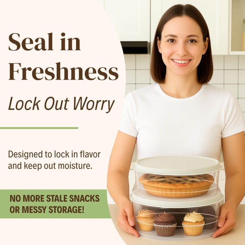 Evelots 4-Pack 10-Inch Airtight Food Storage Container with Lid - Portable Carrier for Pies, Cakes, Cupcakes & More - BPA-Free Clear Plastic - Secure & Easy Transport - Image 3