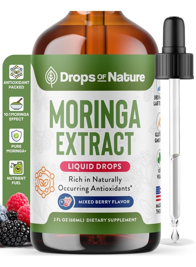 Drops of Nature قطرات مورنغا أوليفيرا السائلة - مكمل نباتي وسهل الاستخدام - بديل لكبسولات ومسحوق المورنغا - غذاء عضوي نقي - غني بمضادات الأكسدة ويدعم صحة المناعة (توت مختلط، 60 مل) - Image 1