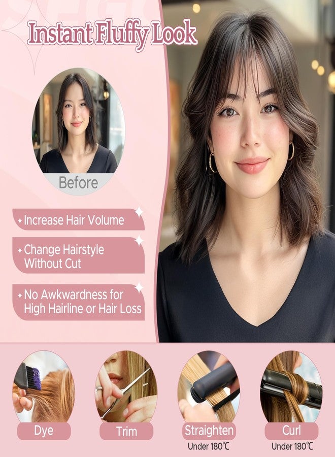 SEGO Hair Toppers for Women Real Human Hair with Wispy Bangs, 9 * 12.5 cm Hand-tied Base Invisible Edges Breathable Fluffy Clip in Top Hairpieces Add Volume -4P27 Medium Brown & Dark Blonde - Image 4