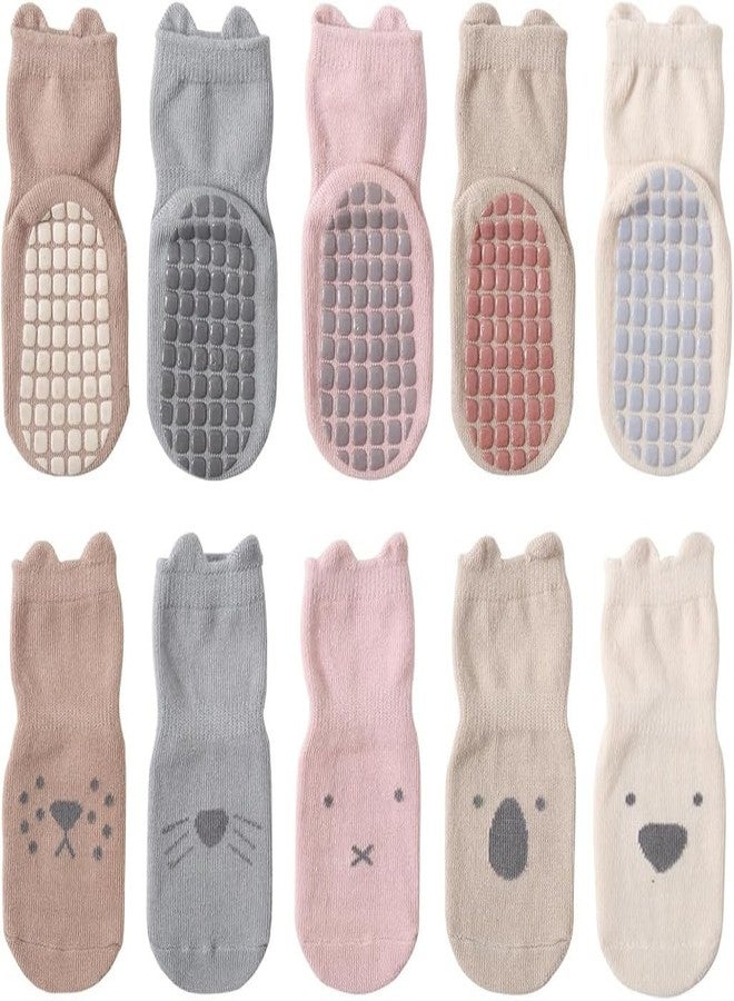 MIKONIKO Anti Slip Socks with Non Skid Rubber Grips for 1-2 Years Kids, Boys & Girls (Pack of 5 Pairs)_12-24 Months - Image 1