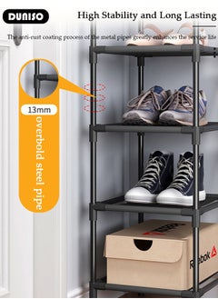 DUNISO 6 Tier Shoe Rack, Narrow Shoe Shelf with Storage Basket, Portable Shoe Storage Cabinet, Freestanding Shoe Organizer, Space Saving Corner Shoe Rack Organizer  for Entryway Porch Bedroom Garages  - Image 5