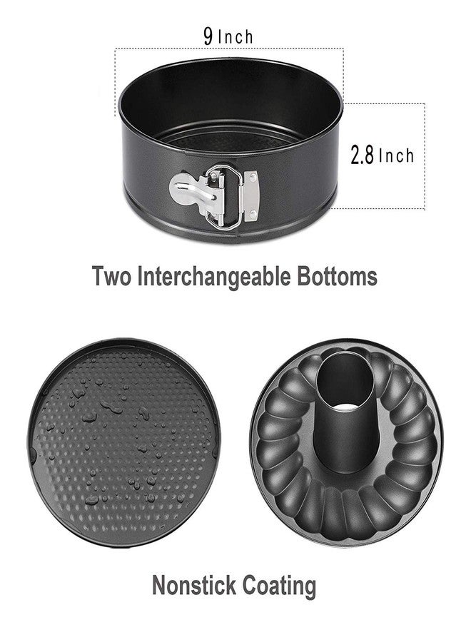 Mingcao 9 Inch Springform Pan, Nonstick Cake Pan, Heavy Duty Cheesecake Pan, Ice-Cream Cake Pan, 2 in 1 with Removable Bottom and Quick-Release Latch for Oven Baking - Gray - Image 2