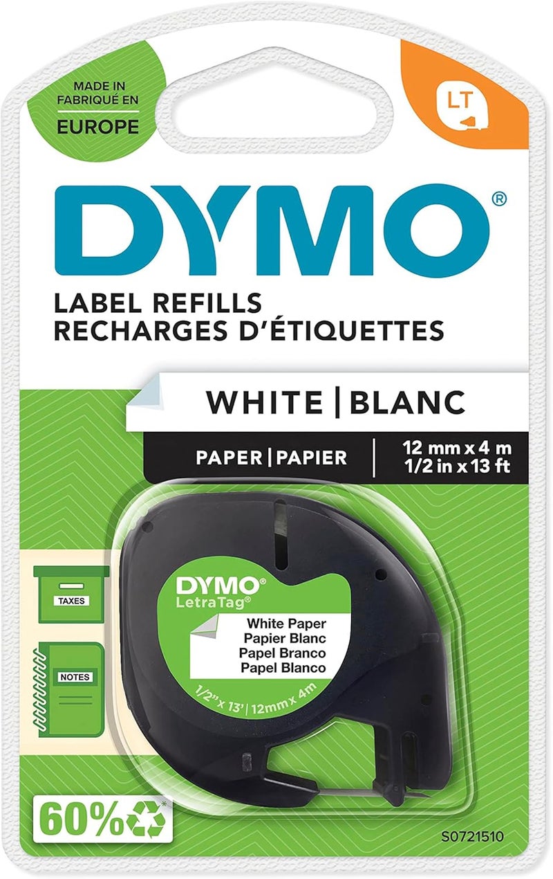 Dymo 10697 1/2" X 13' Pearl White Letratag Refill Paper 2 Count - Image 1