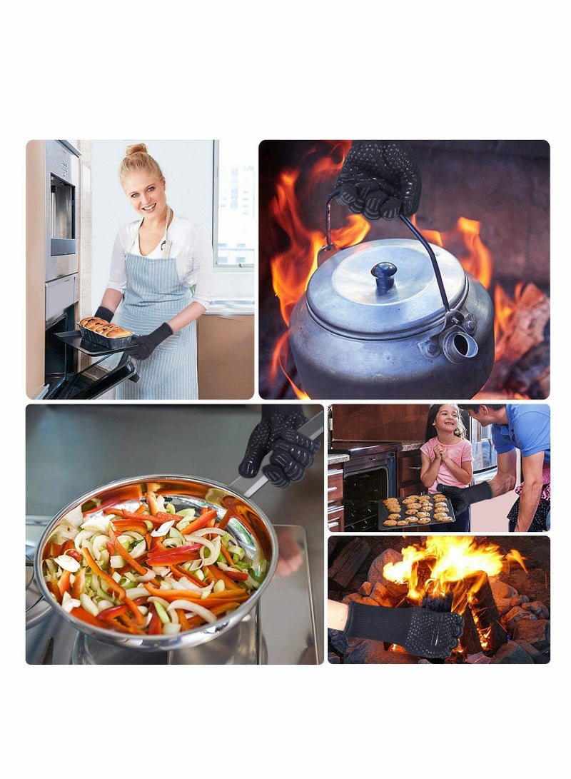 Zikra BBQ Gloves, Pizza Oven Accessories, Grilling Gloves Heat Resistant Oven Gloves for BBQ, Grill, Cooking, Baking, Welding, Black (Black, 1 Pair) - Image 3