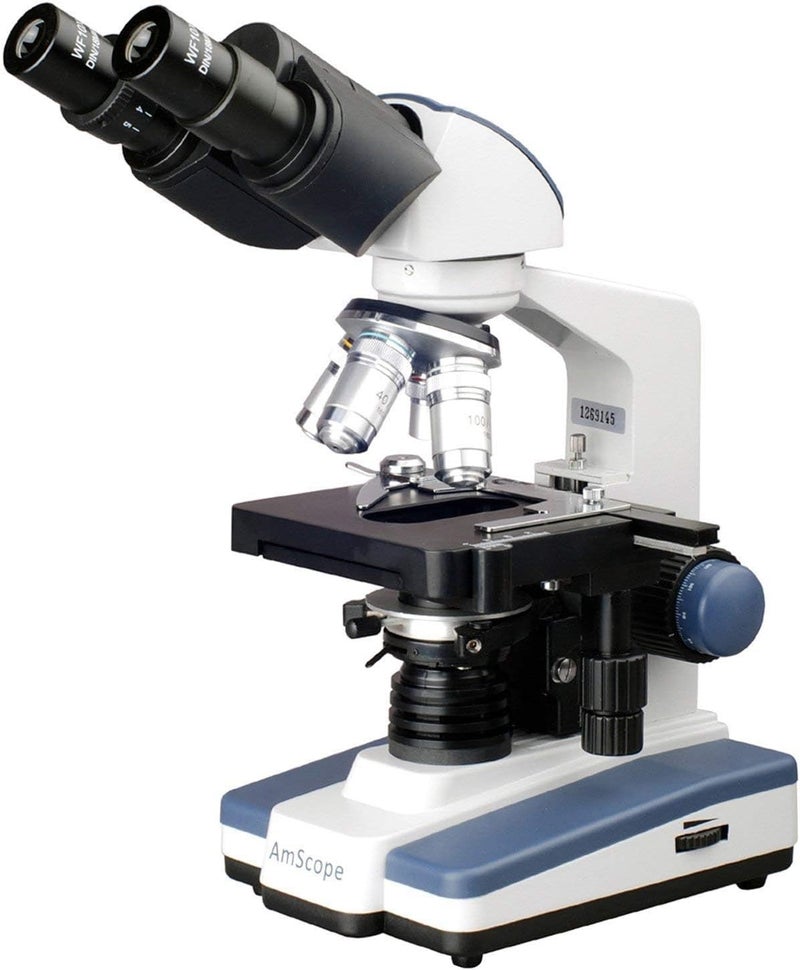 AmScope AmScope B120 Siedentopf Binocular Compound Microscope 40X1000X Magnification Brightfield LED Illumination Abbe Condenser DoubleLayer Mechanical Stage  - Image 1