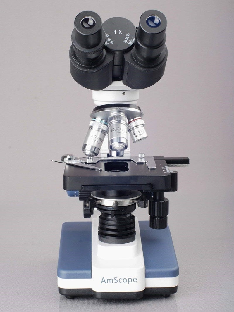 AmScope AmScope B120 Siedentopf Binocular Compound Microscope 40X1000X Magnification Brightfield LED Illumination Abbe Condenser DoubleLayer Mechanical Stage  - Image 4