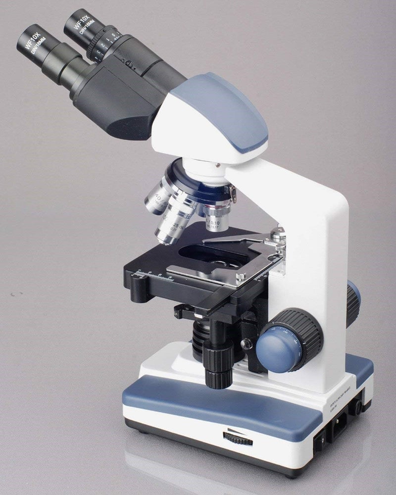 AmScope AmScope B120 Siedentopf Binocular Compound Microscope 40X1000X Magnification Brightfield LED Illumination Abbe Condenser DoubleLayer Mechanical Stage  - Image 5