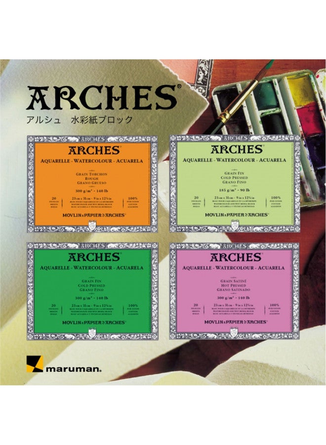 Arches Watercolor Block 140 Pound Hot Press Paper - 9 x 12 Sheets - Image 2