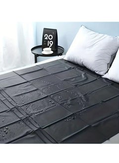 NIBEMINENT Black Waterproof Bed Sheet - Durable Synthetic Fiber, Oil-Resistant Mattress Protector with Elastic Fit for Easy Bedroom, Outdoor, Camping, and Pet Use - Easy Clean, Camping Essentials|Sleek Bedsheet Design|Synthetic Fiber Sheet  - Image 1