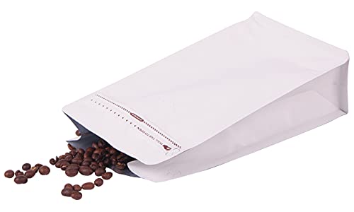 REMTAP Coffee Bags with Valve(100pcs,16oz) White High Barrier Aluminumed Foil Flat Bottom Standing Coffee Beans Storage Bags,Reusable Heat Sealable Side Zipper Pouches for Home or Store - Image 4