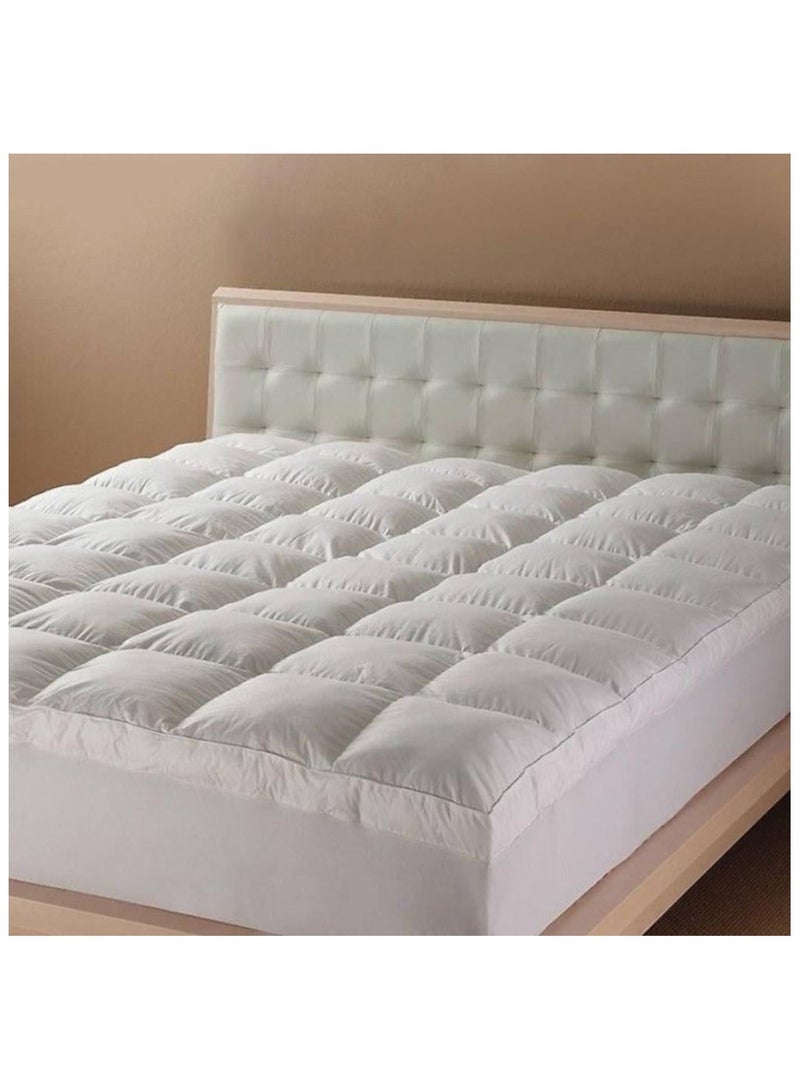 Microfiber mattress pad 14 cm with elastic corners queen size 150x200 cm white - Image 2