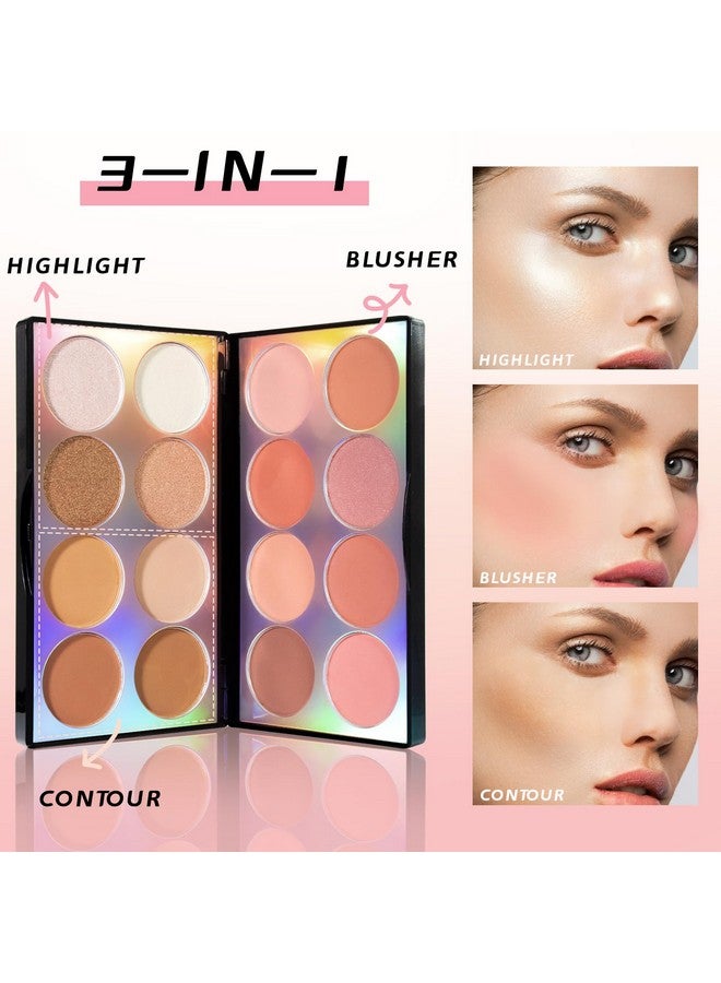 NewBang 16 Colors Blush Contour Highlighter Makeup Palette With Brush Matte Mineral Face Blush Powder For Cheek Bright Shimmer Illuminator Bronzer Professional Facial Beauty Makeup Blushes Set - Image 3