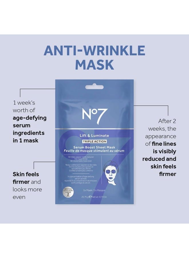No7 Lift & Luminate Triple Action Serum Boost Sheet Mask - .73oz Triple Action Serum - Image 2