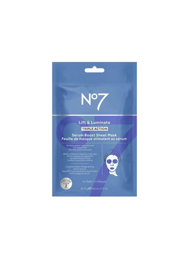 No7 Lift & Luminate Triple Action Serum Boost Sheet Mask - .73oz Triple Action Serum - Image 1