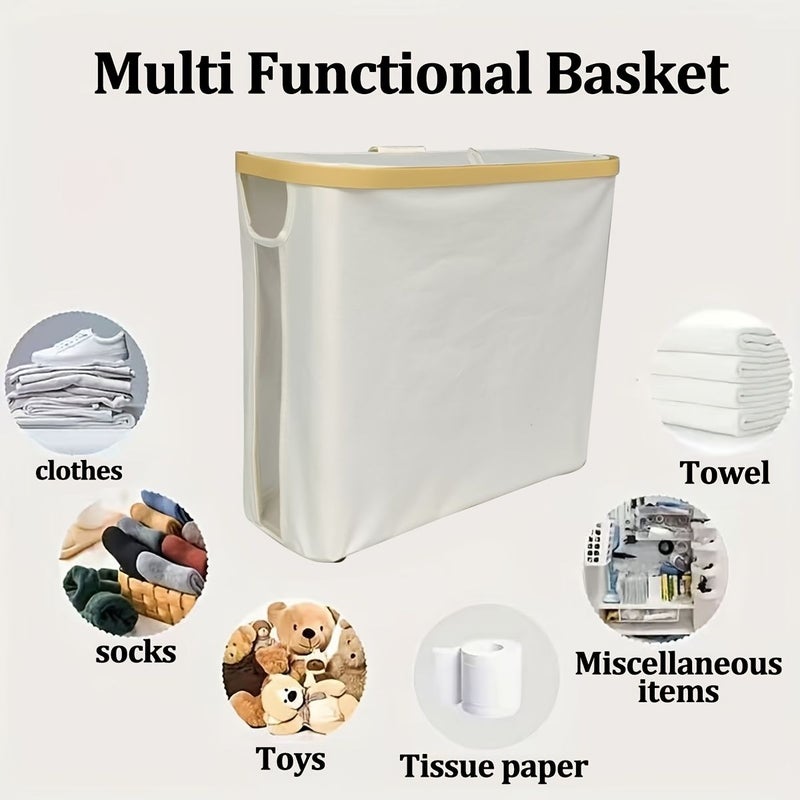 Black Foldable Toilet Paper Holder No Installation Needed Space Saving Design Sturdy Lid - Image 3