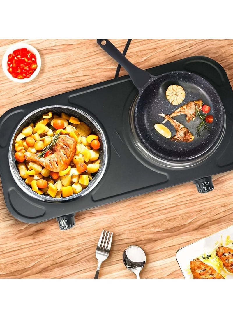 Denx Electric Stove, Dual Hot Plate, Electric Heater 1000W + 1000W Power, cooker heater with Five-Stage Temperature Control, Energy Efficient - Portable for Home Use & Travel - Image 4