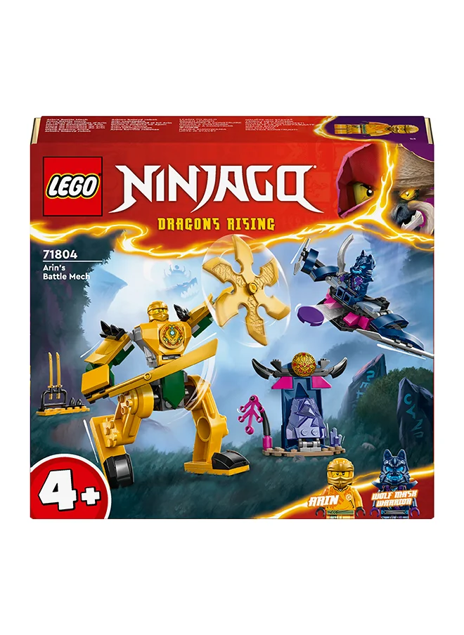 ليغو NINJAGO Arin’s Battle Mech, Action Figure Ninja Toy for 4 Plus Year Old Boys, Girls & Kids, Dragons Rising Set with Arin Minifigure and Mini Katana Sword Accessory, Action Toys, Gift Idea 71804