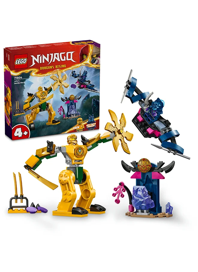 LEGO NINJAGO Arin’s Battle Mech, Action Figure Ninja Toy for 4 Plus Year Old Boys, Girls & Kids, Dragons Rising Set with Arin Minifigure and Mini Katana Sword Accessory, Action Toys, Gift Idea 71804