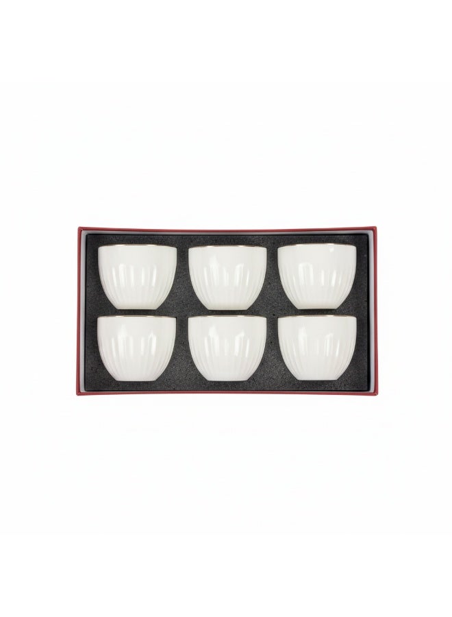 GERMAX Arabic Coffee Cups Set 100 ml - 6 Piece Premium White Porcelain Cawa Cups - Image 1