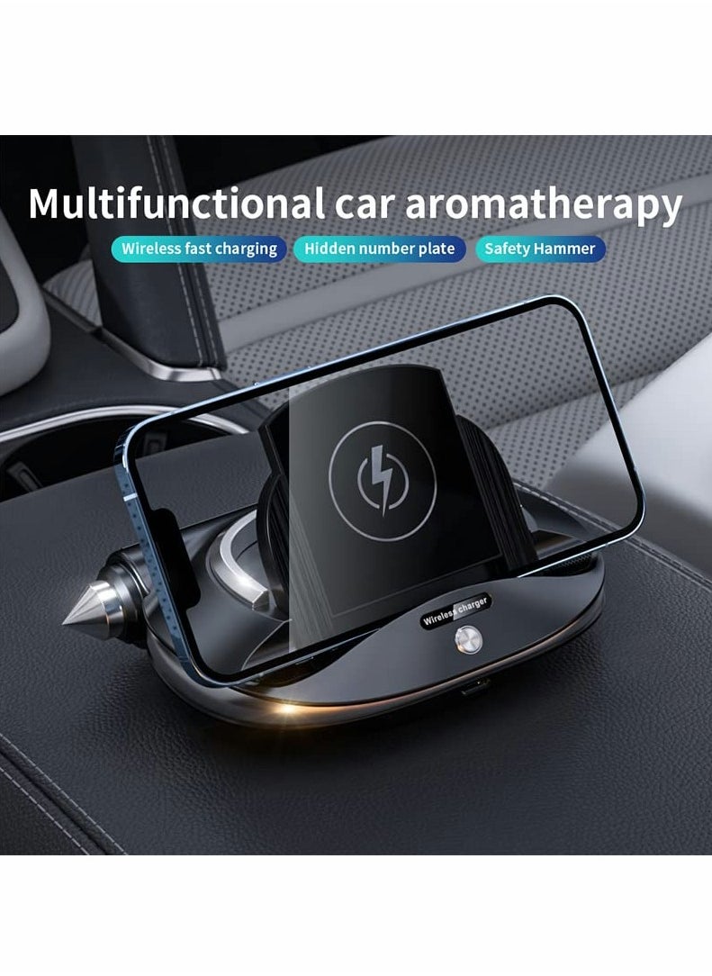 Excefore - Multifunctional Wireless Car Charger Mount, 15W 10W 7.5W Fast Charge, Car Charging Mount with Window Breaker Hammer, Parking Card Phone Number, Fits Most Phones in The Market - Image 1