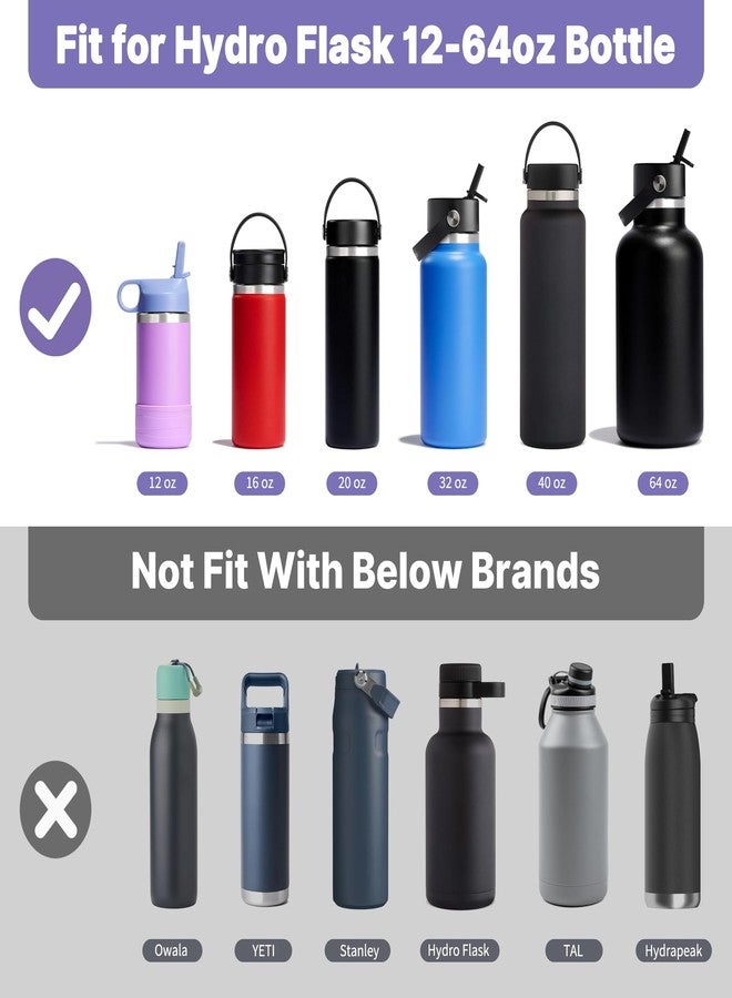 Diumepo Straw Lid for Hydro Flask 12 16 18 20 32 40 oz Wide Mouth Water Bottle, Replacement Straw Top Cap with Straws and Brush, BPA Free (Black) - Image 3