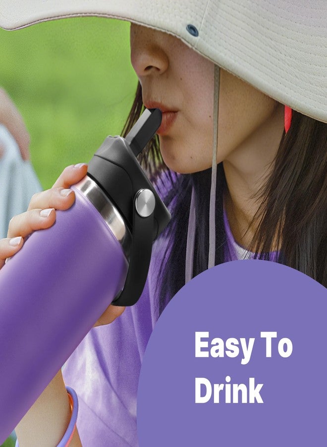 Diumepo Straw Lid for Hydro Flask 12 16 18 20 32 40 oz Wide Mouth Water Bottle, Replacement Straw Top Cap with Straws and Brush, BPA Free (Black) - Image 5