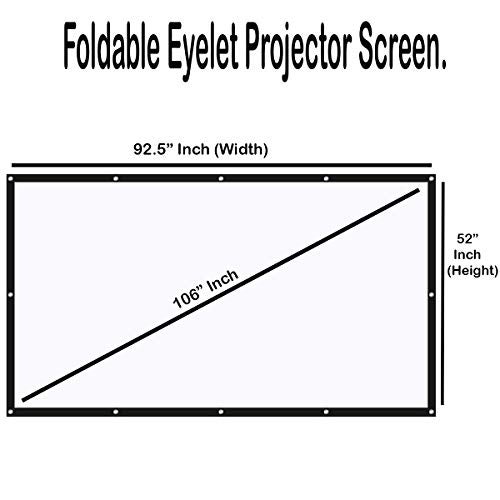 MOIZ® 106" Inch Projector Screen Upgraded inch 16:9 HD Portable Eyelet Screen Premium Indoor Outdoor Anti-Crease Projection (92.5" Inch (W) x 52" Inch (H) - 106" Inch Diagonal) - Image 2