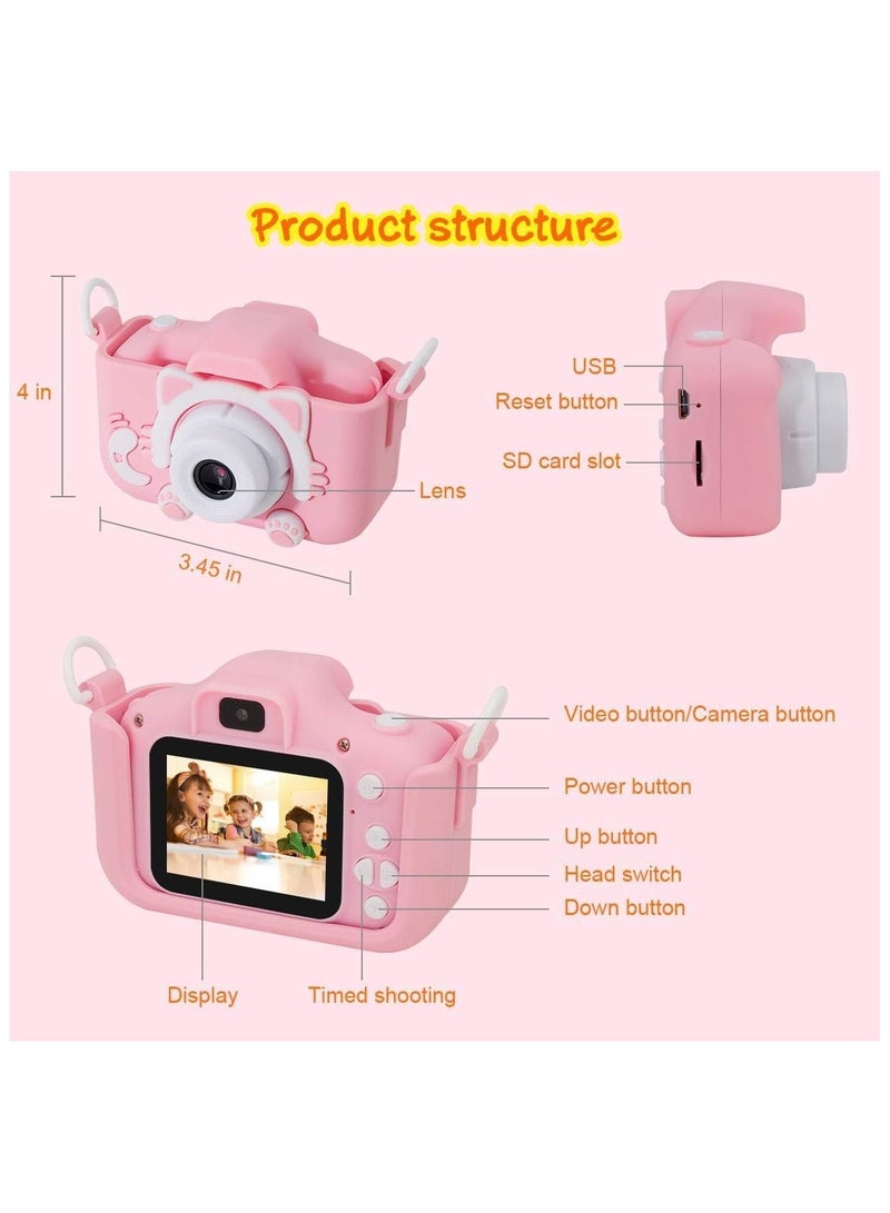 Children's Fun Camera Cute Kitty Dual Camera For Kids Age 0-6 Years - Light Pink - Image 3
