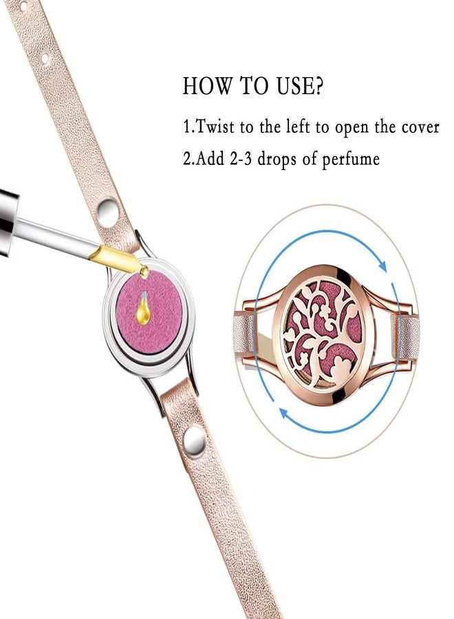 Cupimatch Essential Oil Diffuser Bracelet Wristband, Stainless Steel Aromatherapy Locket Bracelets Adjustable Leather Band with 10 Color Pads Jewelry Gift Set for Girls Women - Image 3