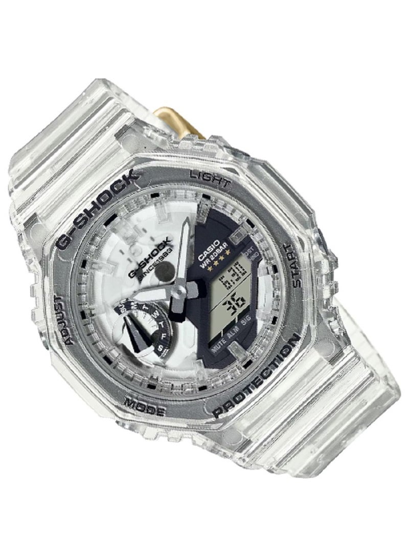 Casio Women Watch- G-SHOCK 40th Anniversary CLEAR REMIX Digital Analog White Dial Resin Transparent Band GMA-S2140RX-7ADR - Image 3