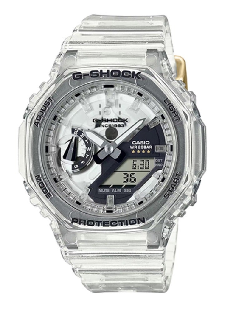 Casio Women Watch- G-SHOCK 40th Anniversary CLEAR REMIX Digital Analog White Dial Resin Transparent Band GMA-S2140RX-7ADR - Image 1