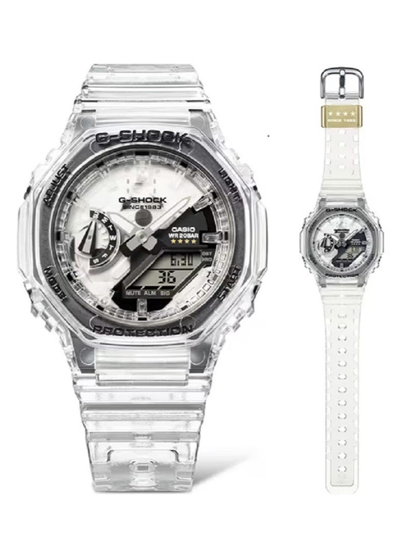 Casio Women Watch- G-SHOCK 40th Anniversary CLEAR REMIX Digital Analog White Dial Resin Transparent Band GMA-S2140RX-7ADR - Image 5