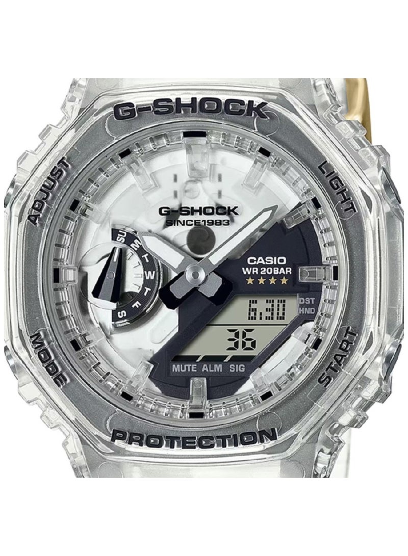 Casio Women Watch- G-SHOCK 40th Anniversary CLEAR REMIX Digital Analog White Dial Resin Transparent Band GMA-S2140RX-7ADR - Image 4