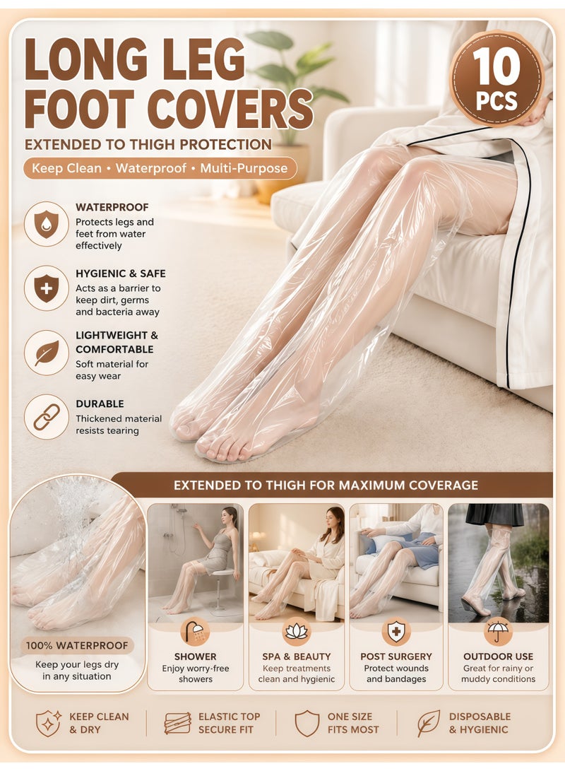daydayup Disposable Leg Membrane Covers 10 Pcs, Thickened PE Plastic Leg Covers with Elastic Cuffs to Prevent Slipping Off, for Leg Moisturizing Care & Bath Use, Lock Moisture, Enhance Absorption and Avoid Stains, Perfect for Home and Salon Use - Image 1