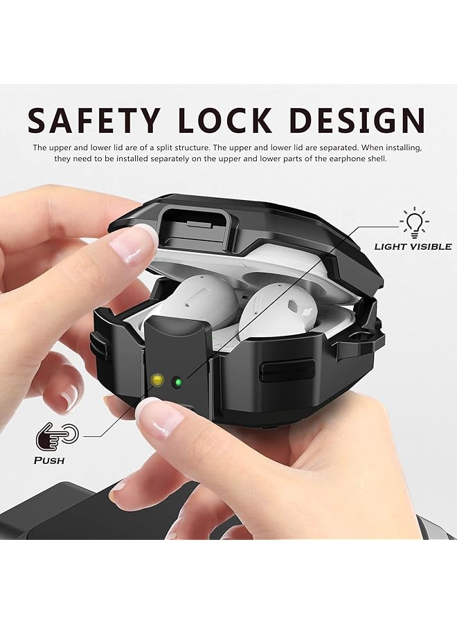erorex Armor Case Cover For Samsung Galaxy Buds Pro Galaxy Buds Live Galaxy Buds 2 Case Cover With Security Lock Hard Rugged Pc Shockproof Case Cover With Keychain Straps. Black  - Image 4