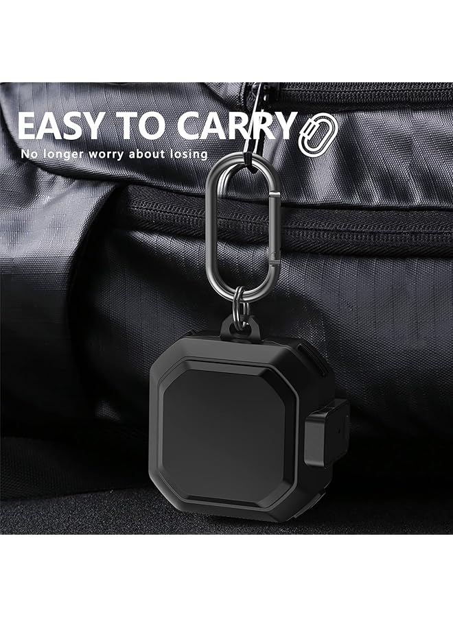 erorex Armor Case Cover For Samsung Galaxy Buds Pro Galaxy Buds Live Galaxy Buds 2 Case Cover With Security Lock Hard Rugged Pc Shockproof Case Cover With Keychain Straps. Black  - Image 5